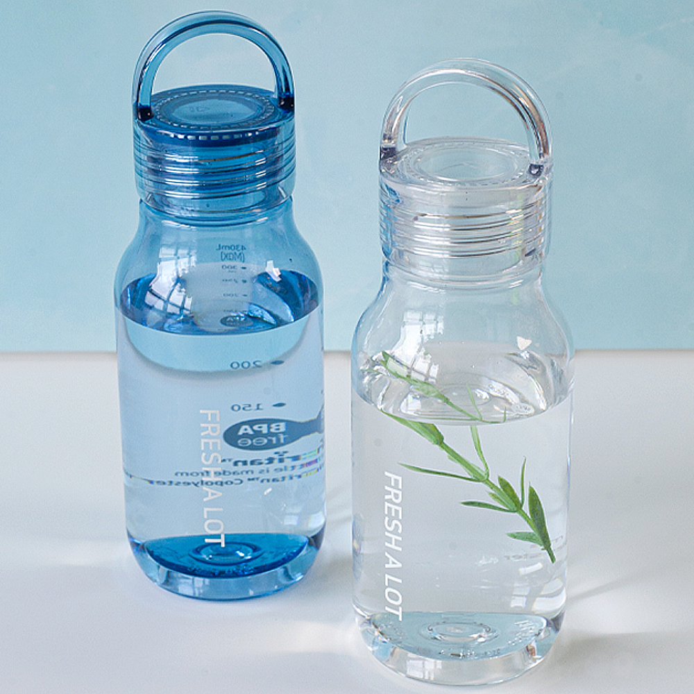 프레쉬어랏 트라이탄 물병 어린이 학생 휴대용 가벼운 핸들캡 에어 보틀 430ml, 클리어 이미지 2