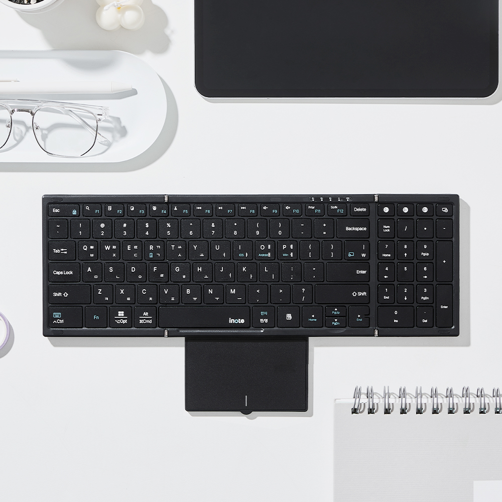 (파우치 드림) 아이노트 XK907B 접이식 블루투스 키보드 터치패드 제품 이미지