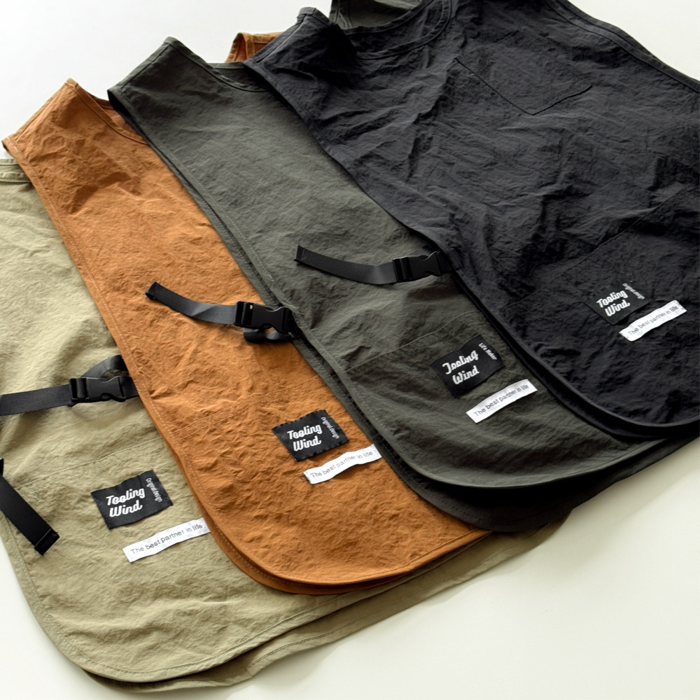 데이로이 조끼 앞치마 카페 바리스타 식당 짧은 롱 방수 앞치마 블랙