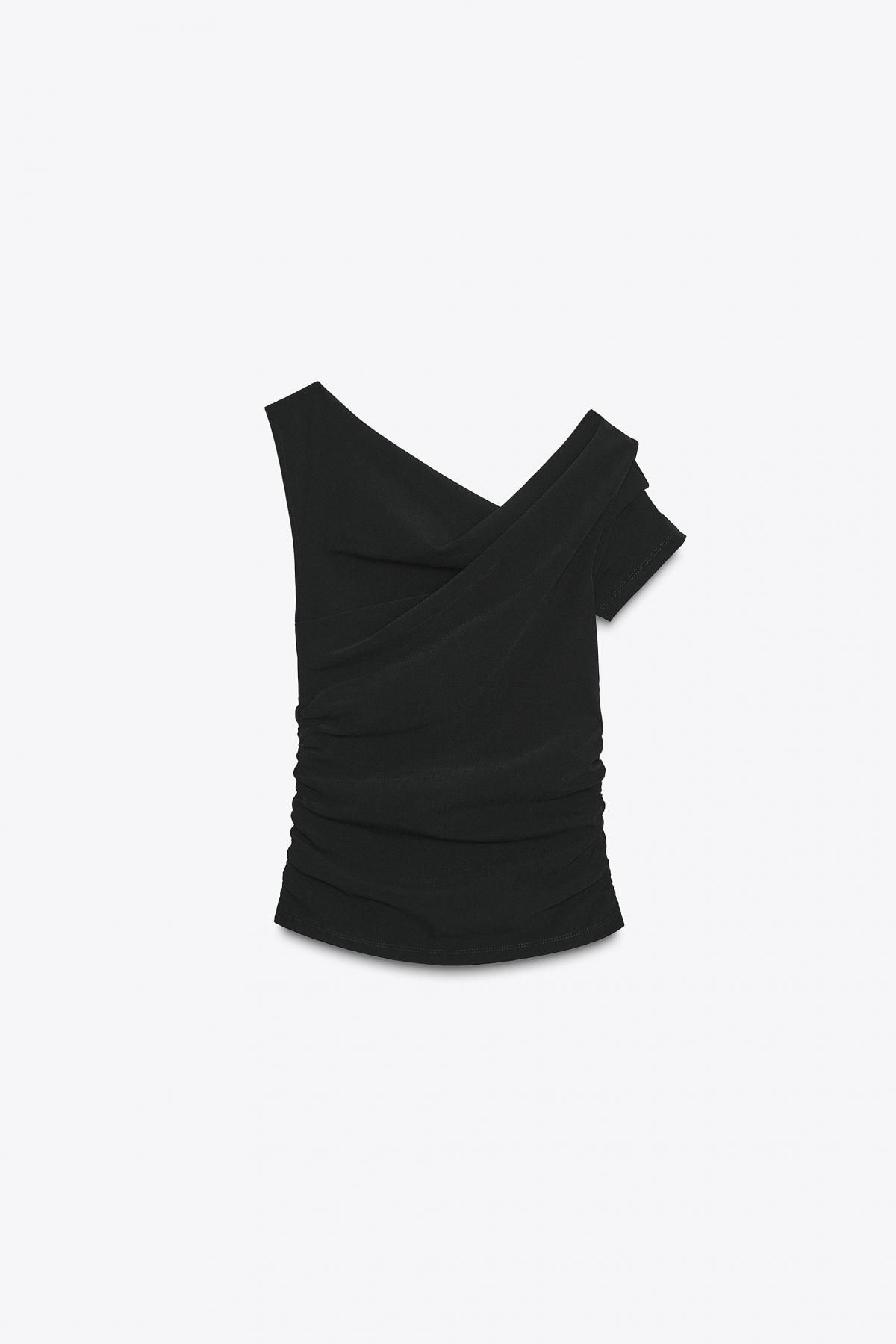 자라 스트레치 비대칭 숄더 셔링 탑 3644/811 BLACK - 메인 이미지