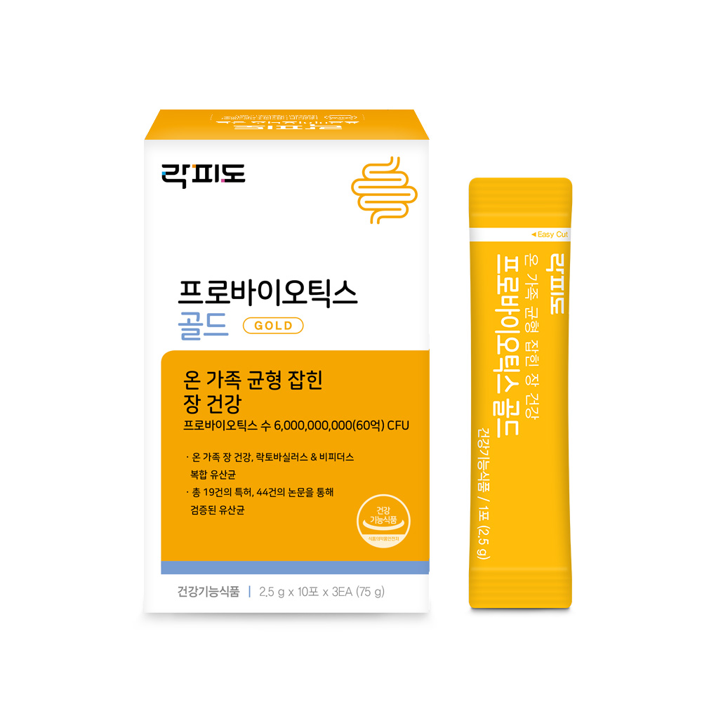 락피도 프로바이오틱스 골드 · 락토바실러스&비피더스 60억 CFU 30포, 1개 - 상품 이미지