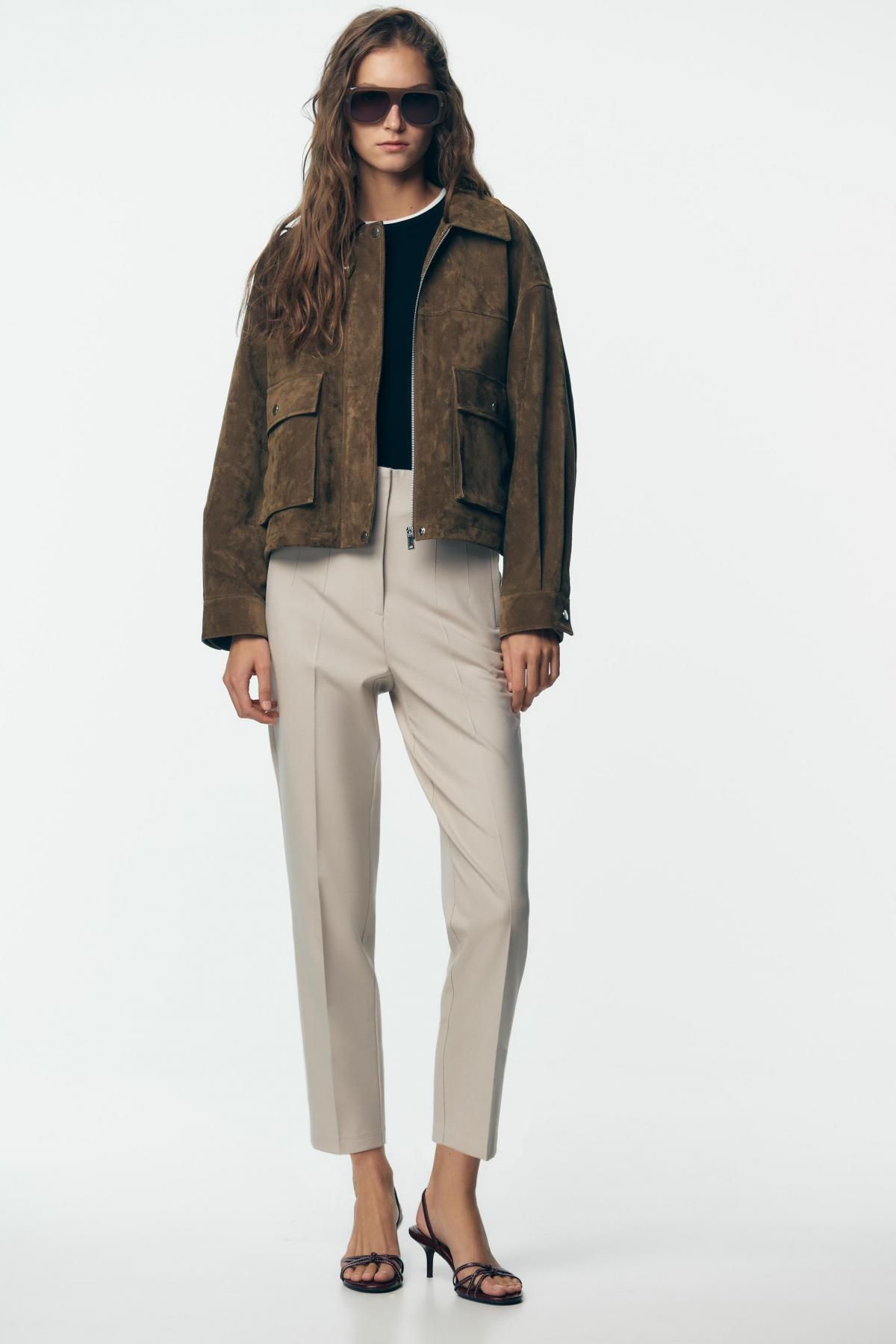 자라 하이웨이스트 테크니컬 슬림핏 팬츠 1478/631 BEIGE - 상세 이미지 2