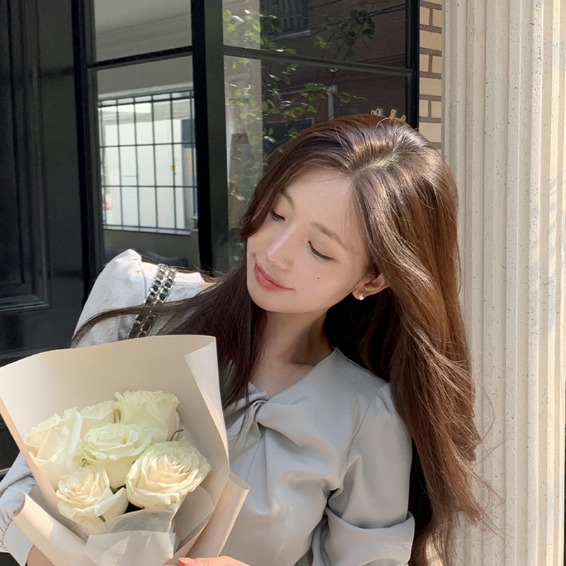 언발 꼬임 7부 퍼프소매 플레어 롱 원피스 op16177 이미지 3
