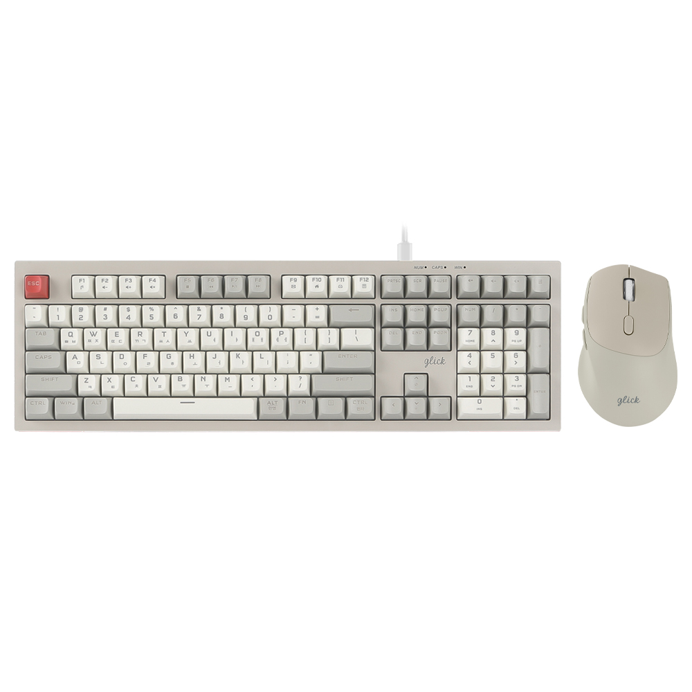 지클릭커 오피스프로 OPS60 사일런스 M 다쿠아즈 108 키보드 마우스 세트 Retro - 메인 이미지