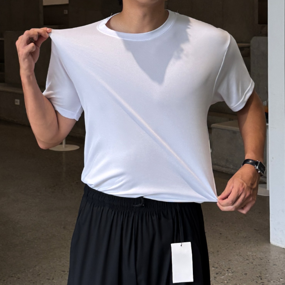 1+1 남자 랄스 오버핏 여름 얇은 아이스 쿨 에어리즘 매쉬 반팔티 - 상세 이미지 4