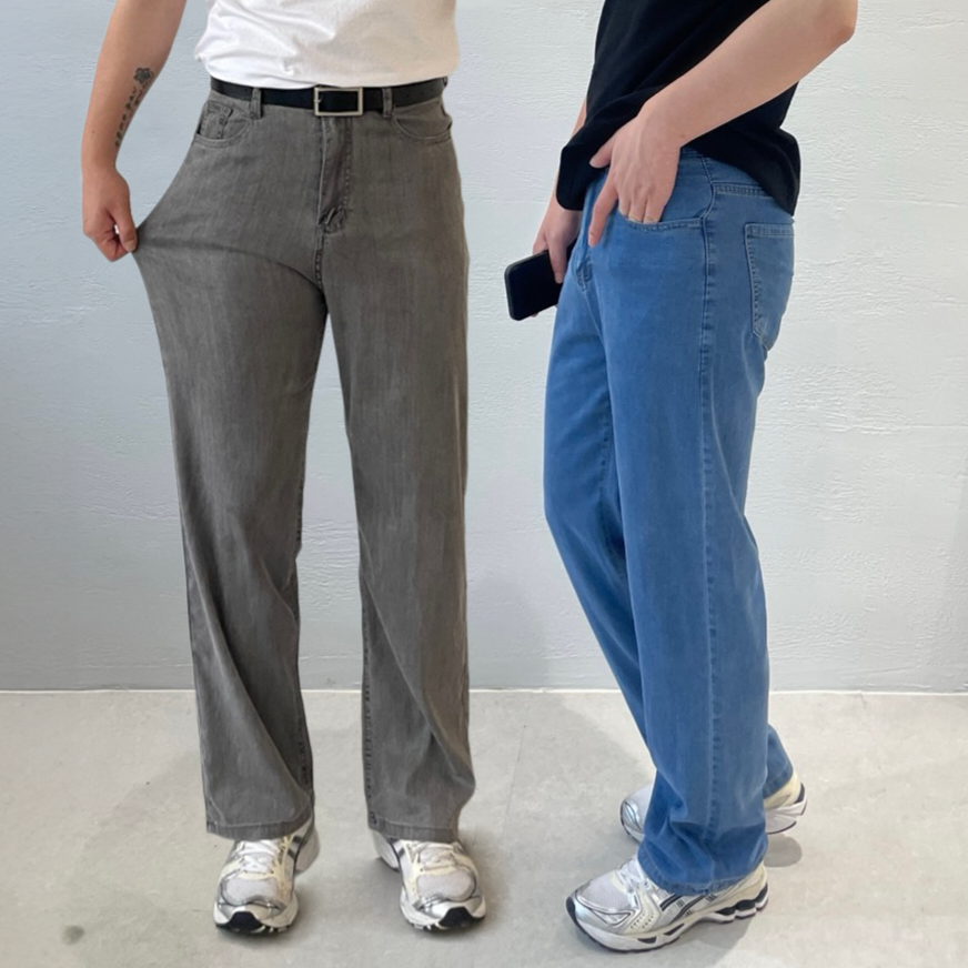 1+1 남자텐셀청바지 쿨청바지 남자연청바지 남성여름바지 - 상품 이미지