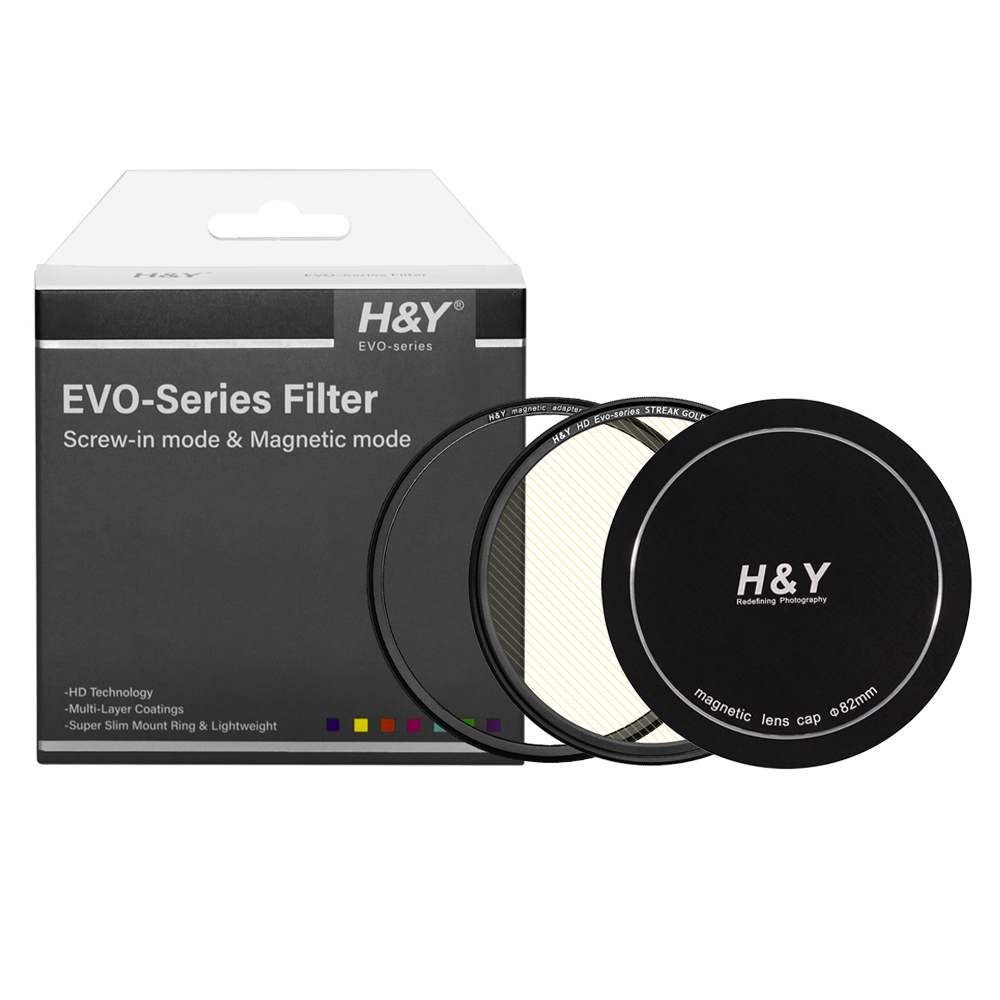 HNY HD EVO 골드 스트릭 마그네틱필터 렌즈캡 세트 82mm - 상품 이미지