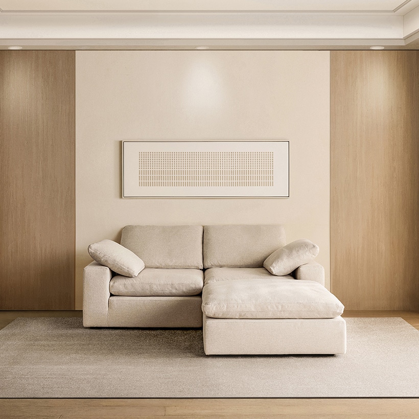 까사미아 캄포 구스30 클래식 소파 스툴포함, 아이보리, 3인용