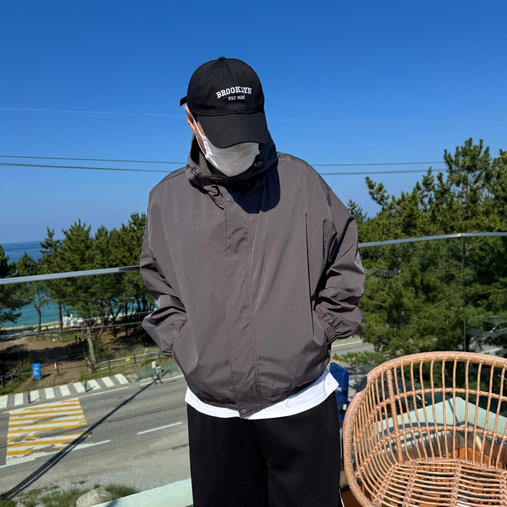 후드 윈드브레이커 가을 캐주얼 남자오버핏바람막이 - 상세 이미지 2
