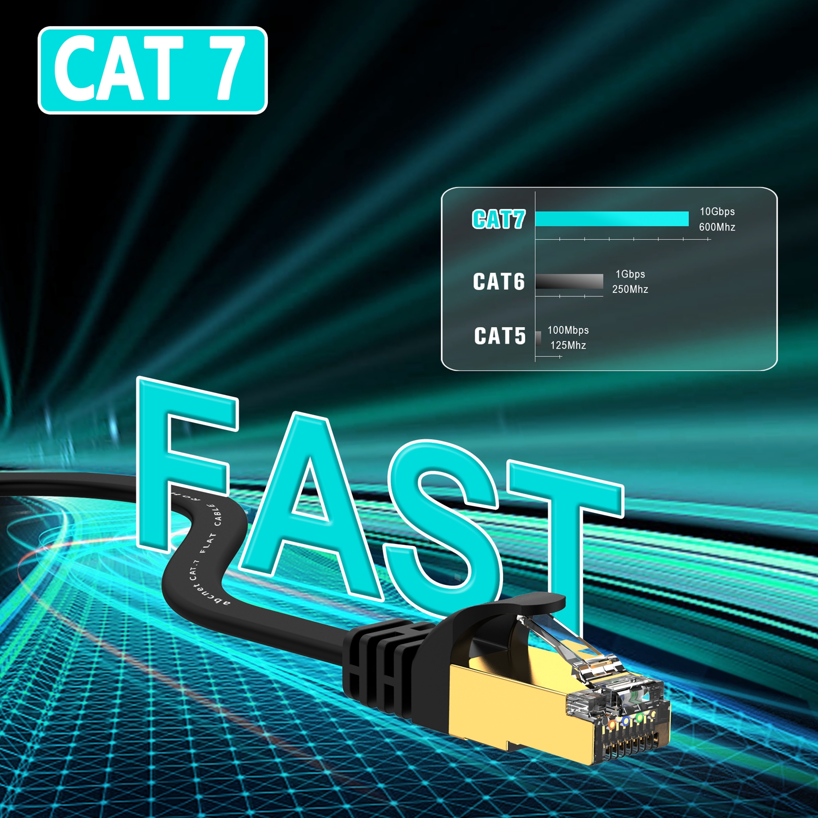 ABC넷 랜선 cat7 랜케이블 SSTP FLAT 케이블 검정 30m, 1개 - 상세 이미지 5