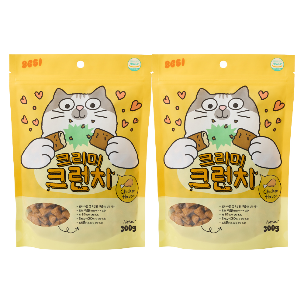 3651 크리미크런치 고양이 간식 이빨과자 겉바속촉 스낵 닭고기, 300g, 2개 제품 이미지