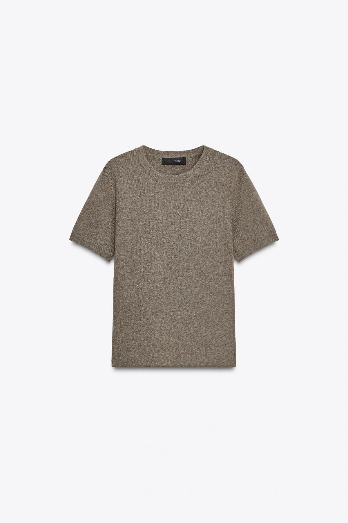 자라 소프트터치 라운드넥 반팔 니트 탑 5755/130 TAUPE GREY - 메인 이미지