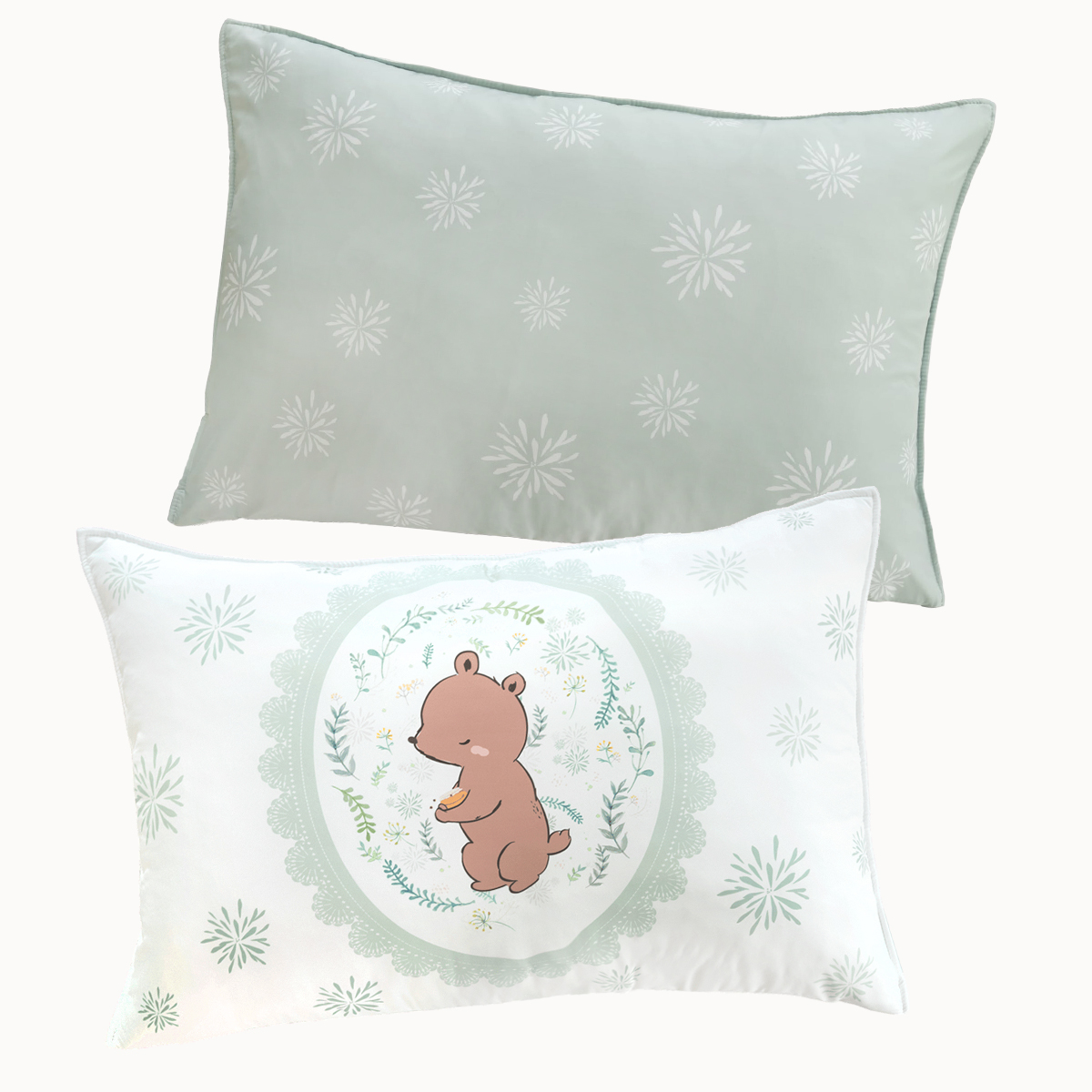 알러지케어 캐릭터 누빔 키즈베개커버 Summer 앤베어 화이트 (곰돌이), 40x60cm