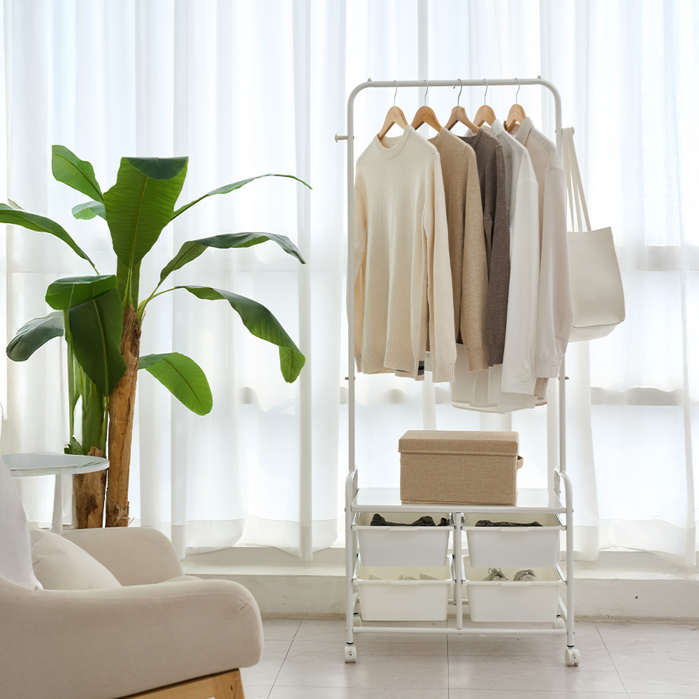 무베즈 서랍형 이동식행거 2단 드레스룸 스탠드 옷걸이 행거