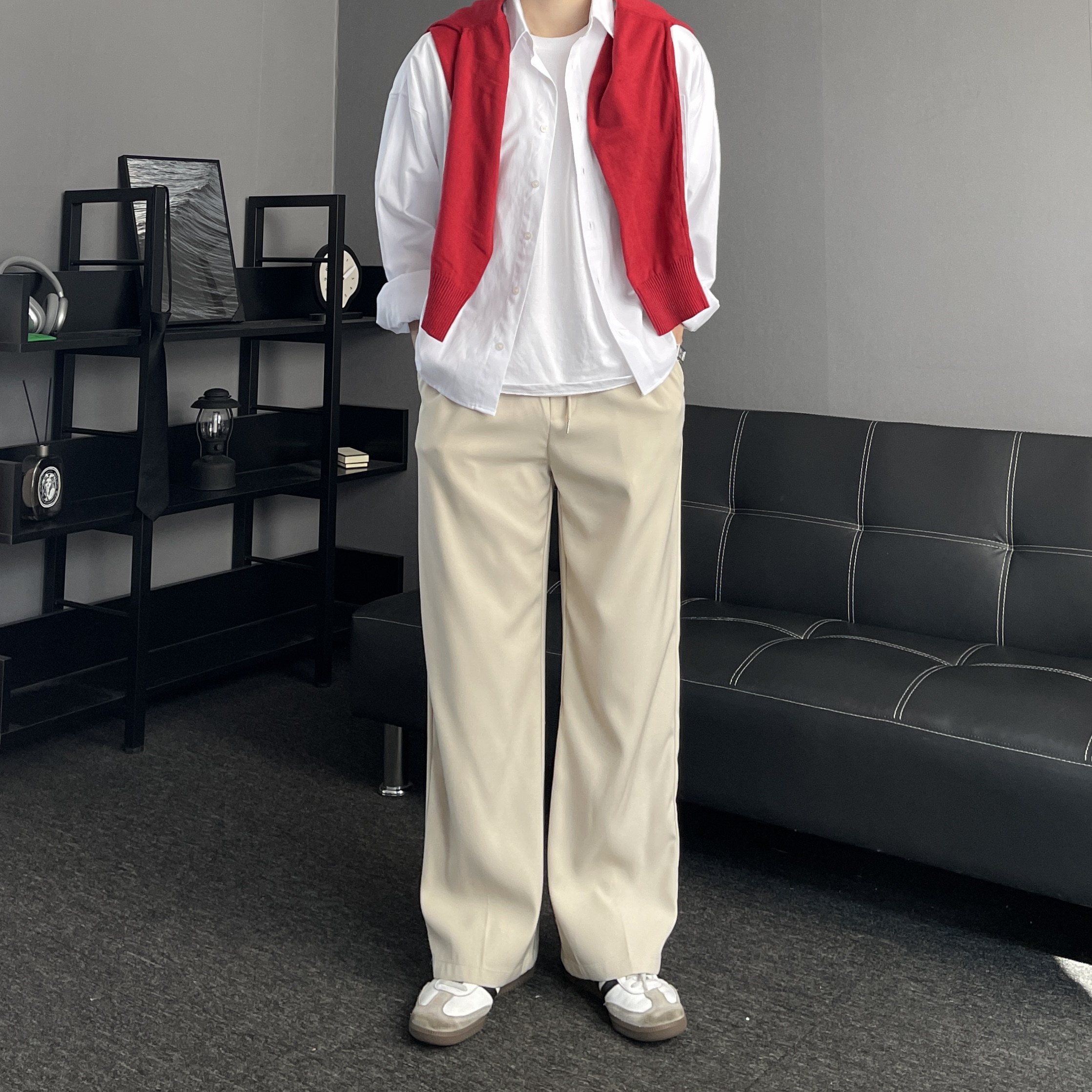 남자크롭셔츠 남자오버핏셔츠 남자흰색셔츠 - 상세 이미지 4