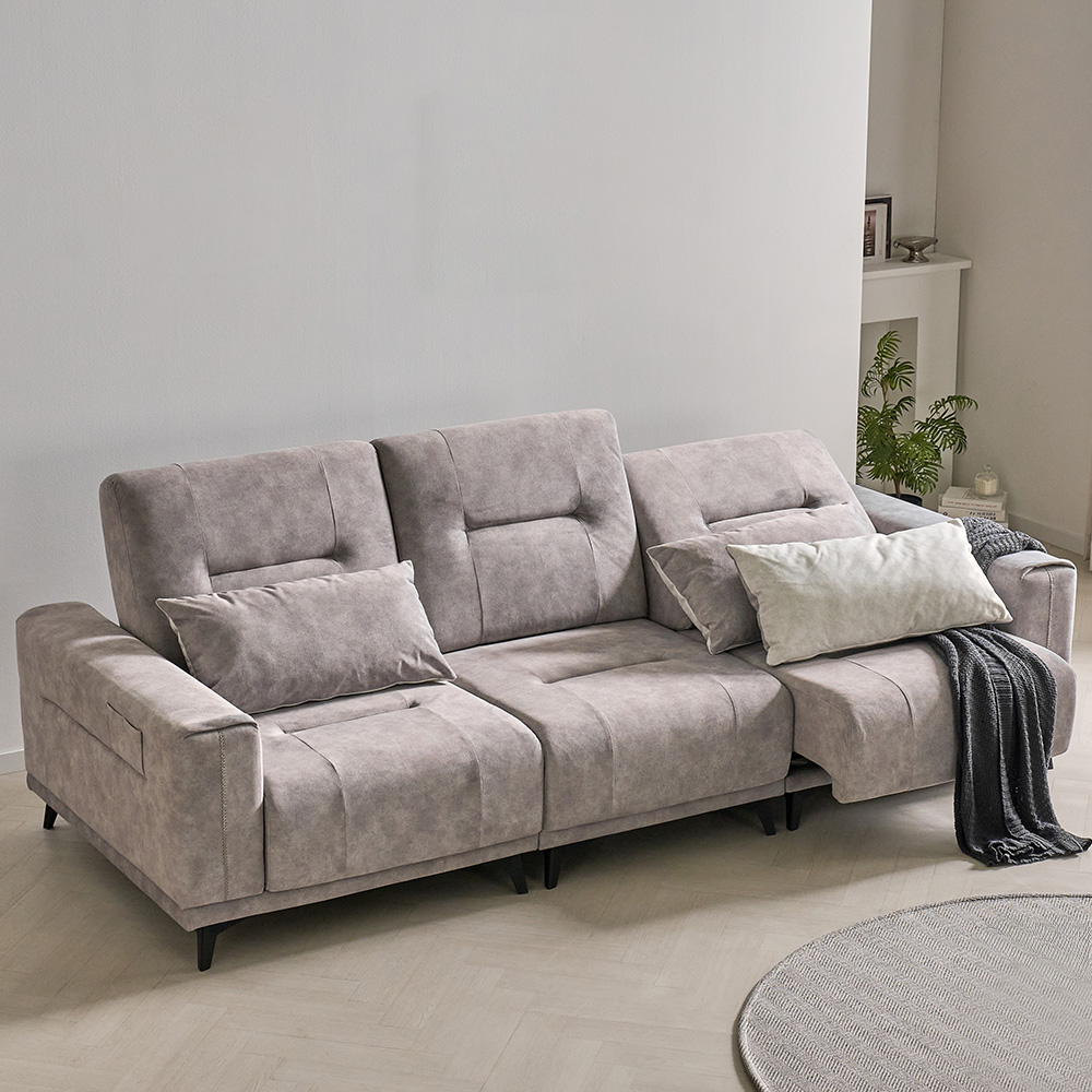 스코나 더스빌 아쿠아텍스 패브릭 모션 슬라이딩 무빙 침대 4인 리클라이너 소파