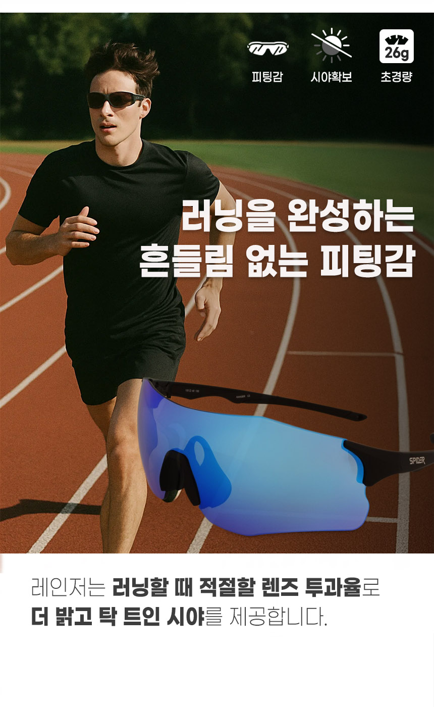 스파이더몬스터 스포츠 자전거 라이딩 고글 등산용 선글라스 레인저 임팩트 P13K 이미지 8