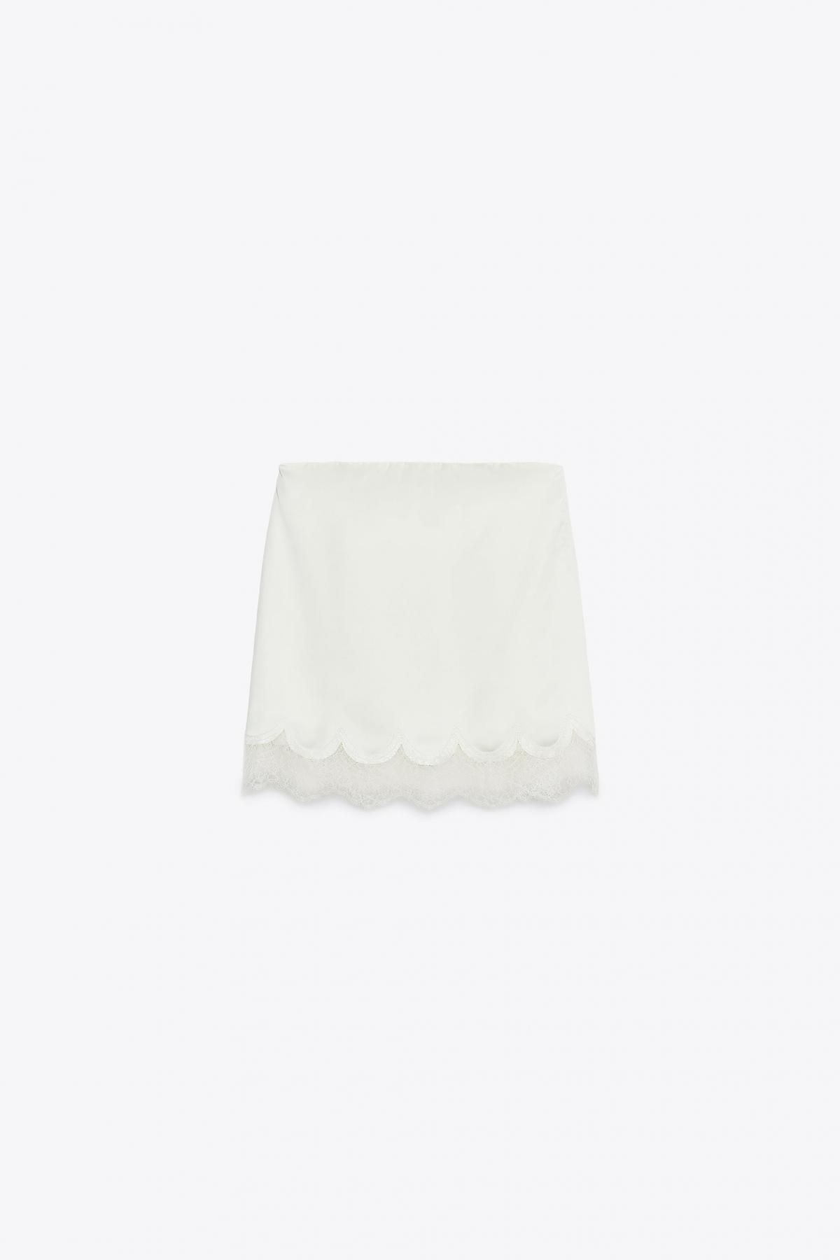 자라 새틴 레이스 오프숄더 탑 4764/124 OYSTER-WHITE - 메인 이미지