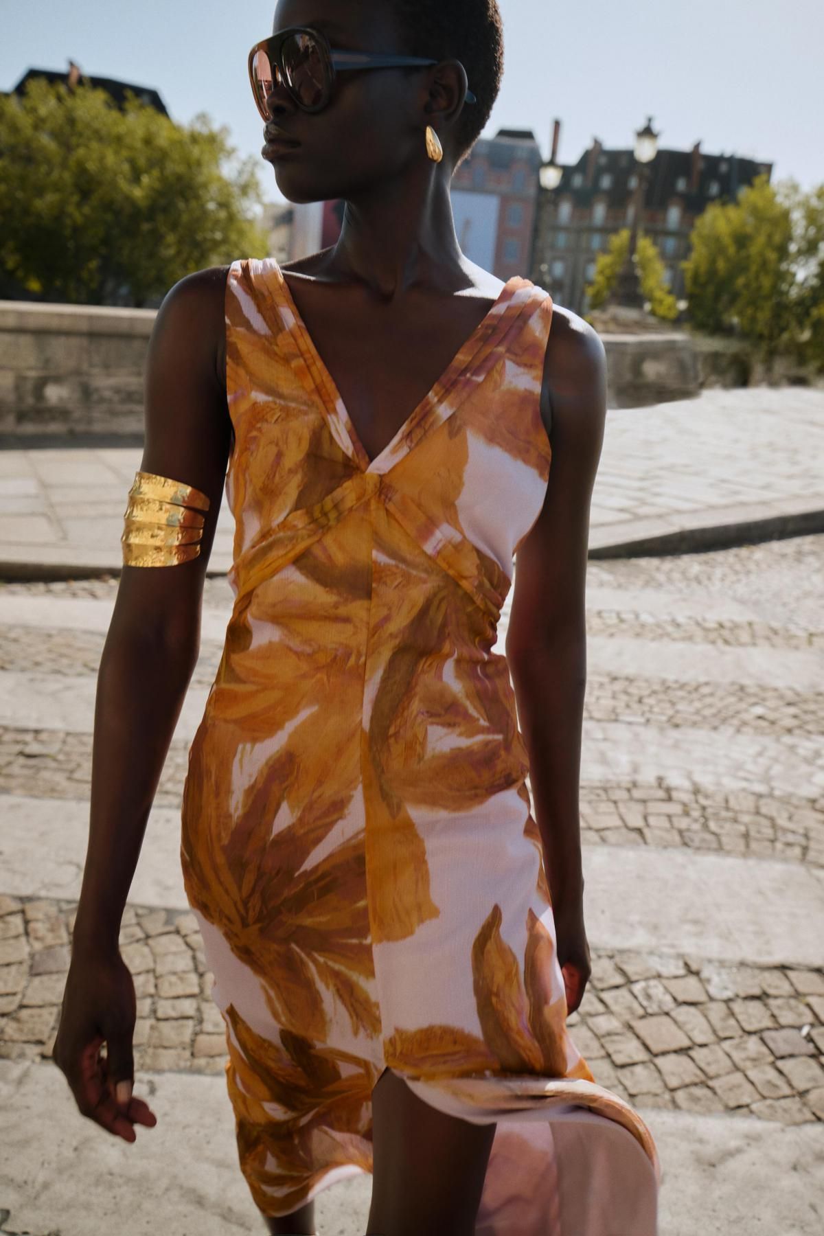 자라 트로피컬 프린트 브이넥 슬릿 미디 원피스 8812/287 MULTICOLOURED - 상세 이미지 3
