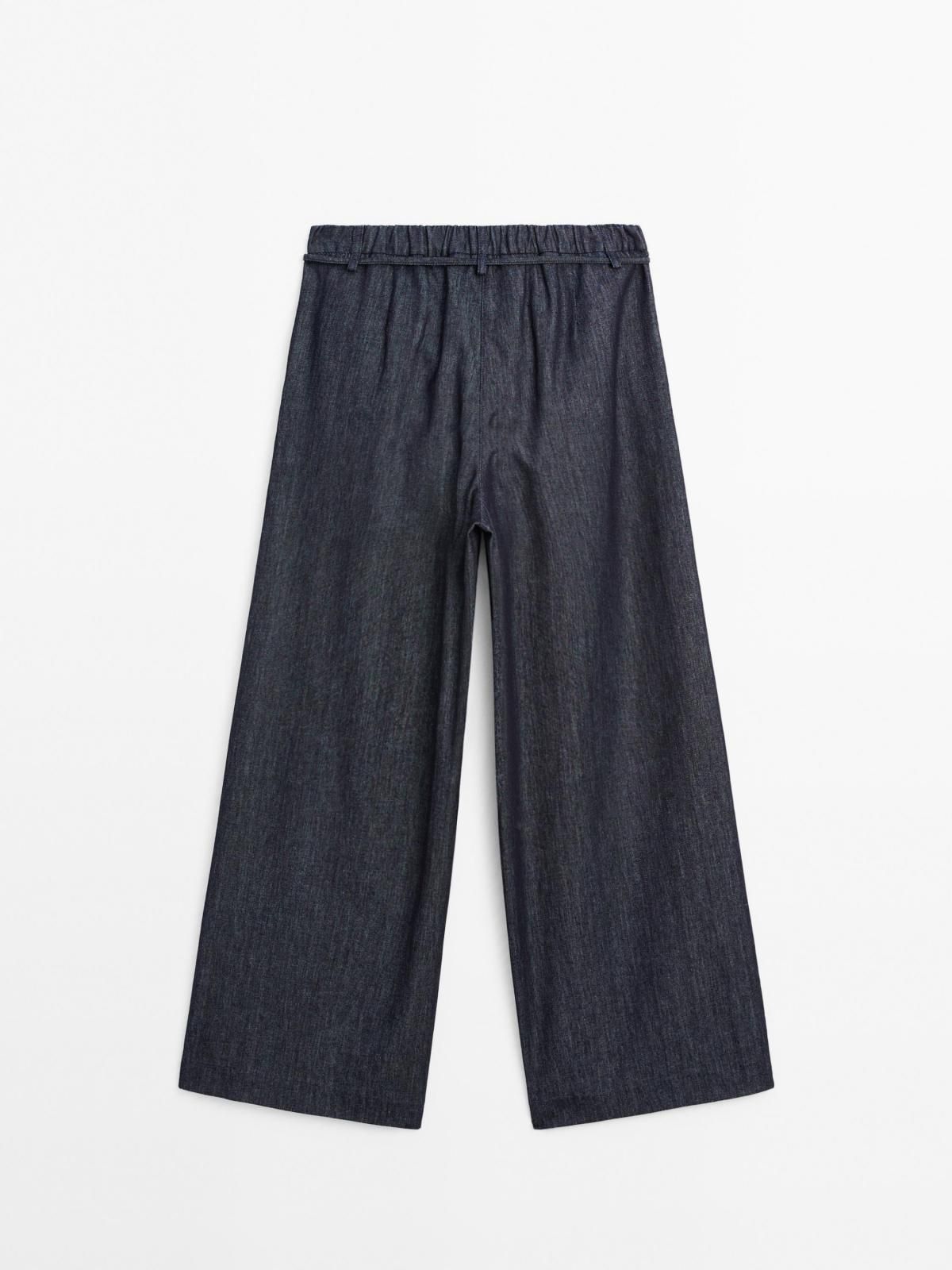 마시모두띠 하이웨이스트 데님 와이드핏 벨트 청바지 5054/654 DARK BLUE - 상세 이미지 5