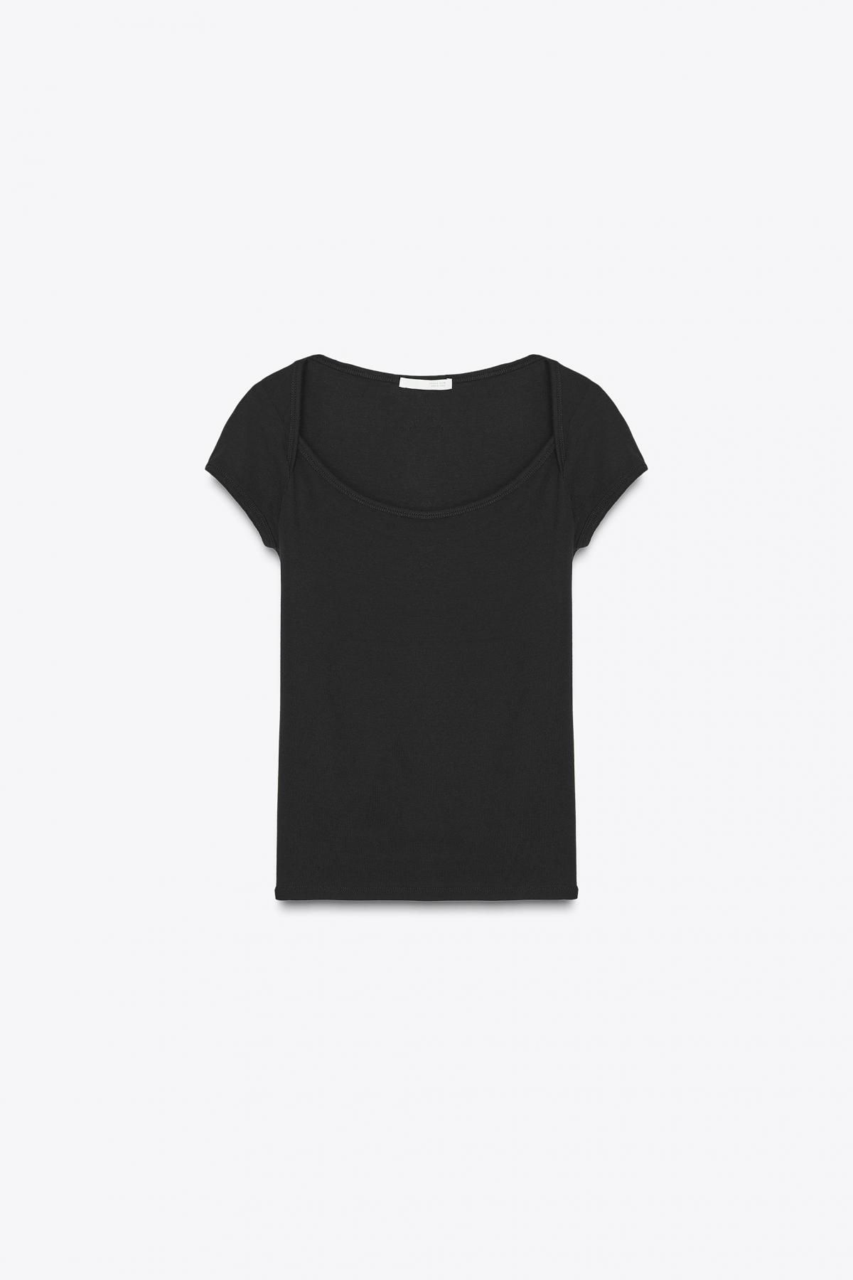 자라 베이직 스퀘어넥 반팔 티셔츠 5584/303 BLACK - 메인 이미지