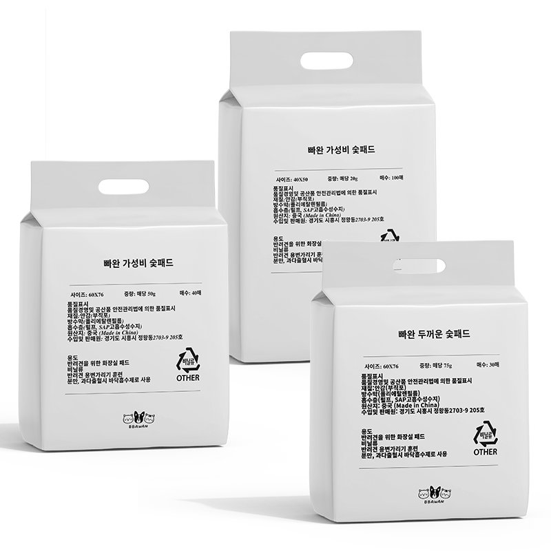 빠완 반려견패드 프리미엄 블랙 애견배변패드 대용량 대형, 40매입, 4개