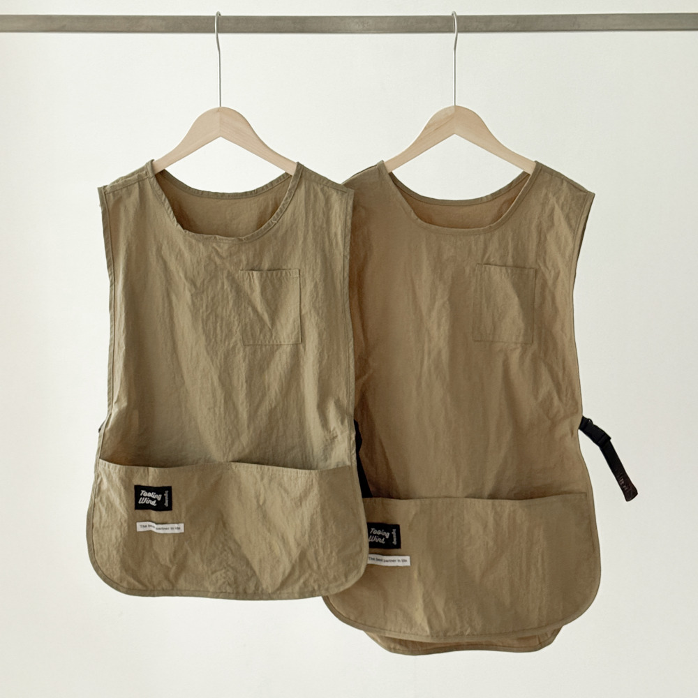 데이로이 조끼 앞치마 카페 바리스타 식당 짧은 롱 방수 앞치마 블랙