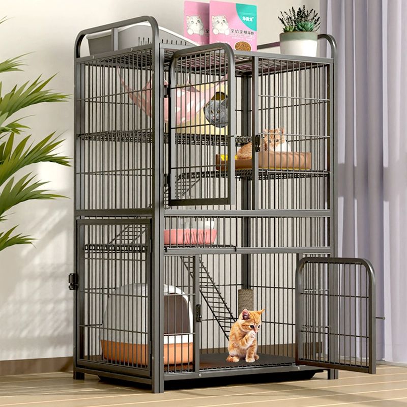 케이지 철장 고양이 개장 견사 켄넬 사육장 특대형 78x52x101cm의 3층 A 기본 패키지 해먹+플랫폼 사다리+트레이 - 상품 이미지