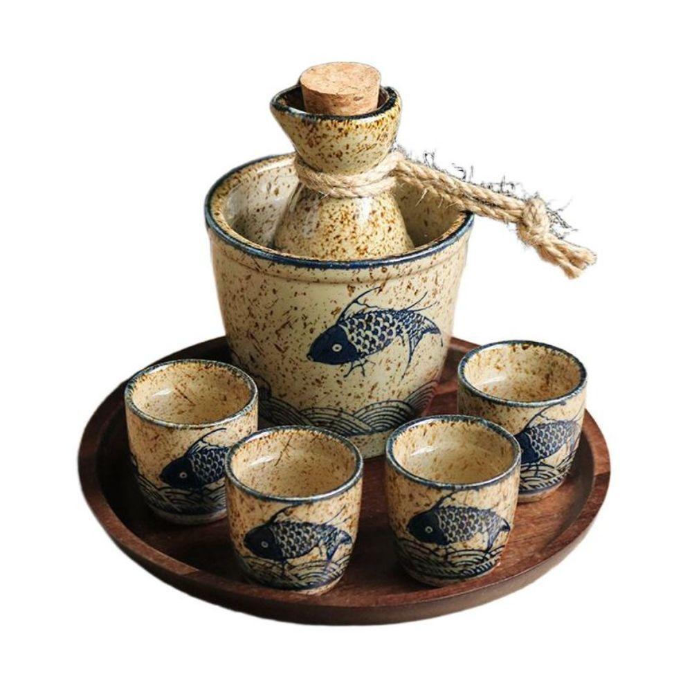 일식 도쿠리 사케잔 사케병 세트 고량주잔 소형(삼량)+주전자+컵 4개 - 상세 이미지 2