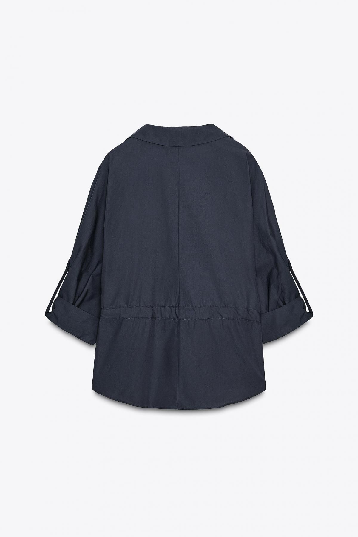 자라 포플린 브이넥 사파리 셔츠 8665/337 NAVY BLUE - 상세 이미지 5
