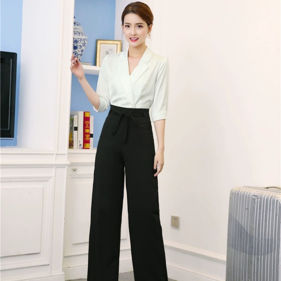 한식레스토랑 한복 유니폼 서빙복 식당 개량 웨이터 화이트 중소매 상의 S 45.0kg이하착용 - 상세 이미지 4