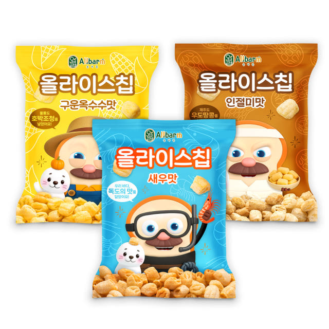 브레드이발소X올바름 올라이스칩 3봉 아기과자 두돌 아기 간식 24개월