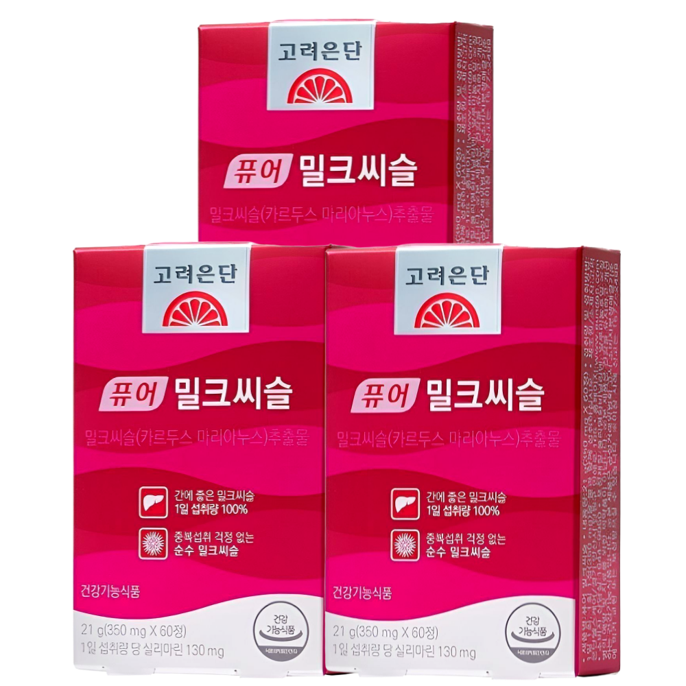 고려은단 밀크씨슬 퓨어 밀크시슬 간에좋은양양제 60정X3박스