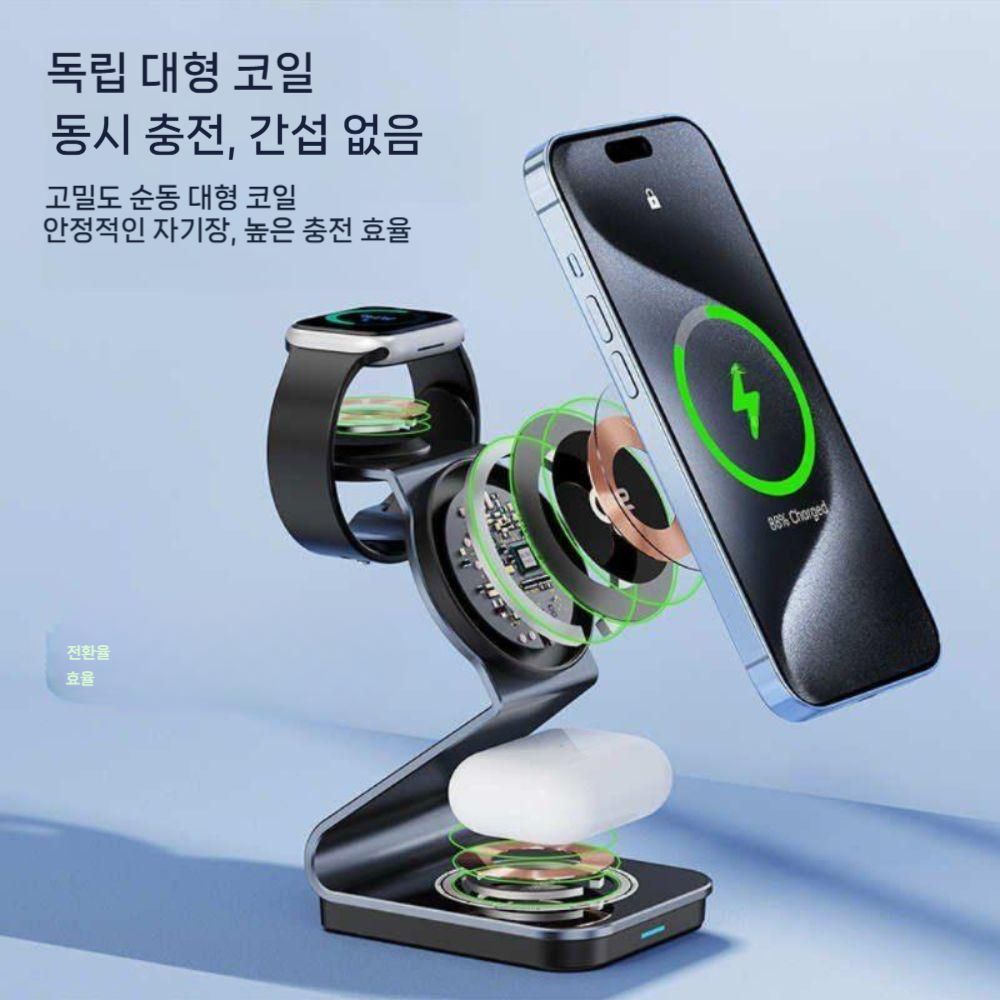 갤럭시 폴드7 플립7 버즈3 워치8 맥세이프 충전기 마그네틱 무선 고속 충전 거치대 - 상세 이미지 3