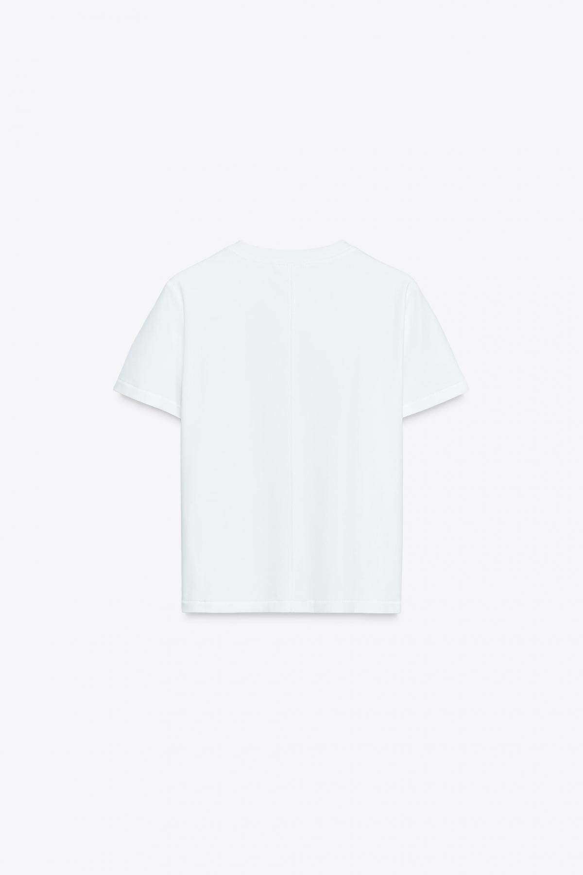 자라 머서라이즈 코튼 베이직 반팔 티셔츠 3641/701 WHITE - 상세 이미지 5