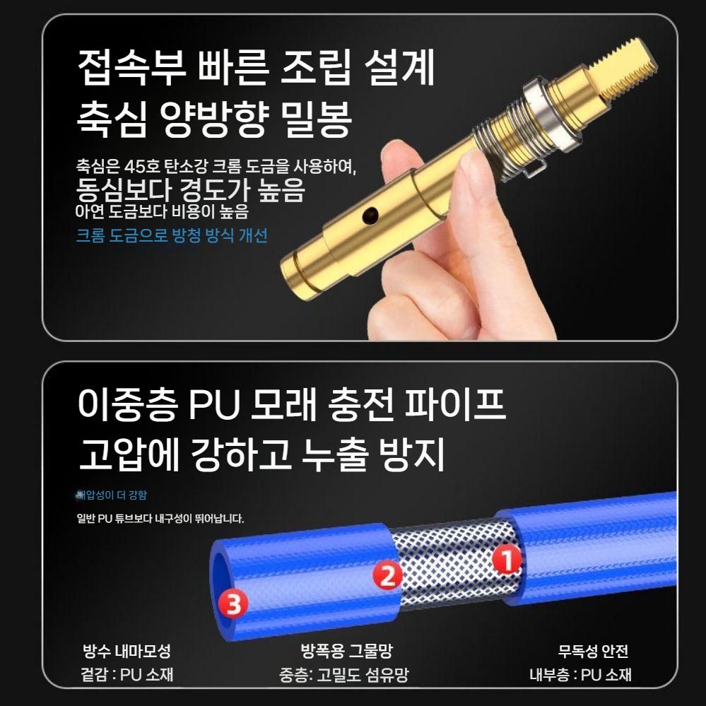 정비소 고압 에어호스 자동릴 오토릴 벽부착형 튜브에어릴 컴프레셔 파이프 PU 튜브 10m (8x5) - 상세 이미지 2