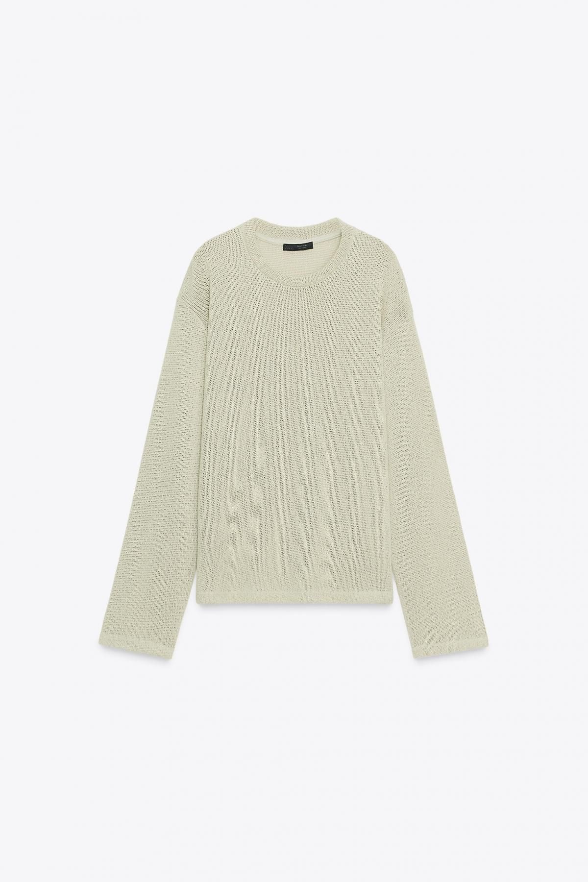 자라 트렌디 컷아웃 라운드넥 니트 탑 0347/805 LIGHT KHAKI - 상품 이미지