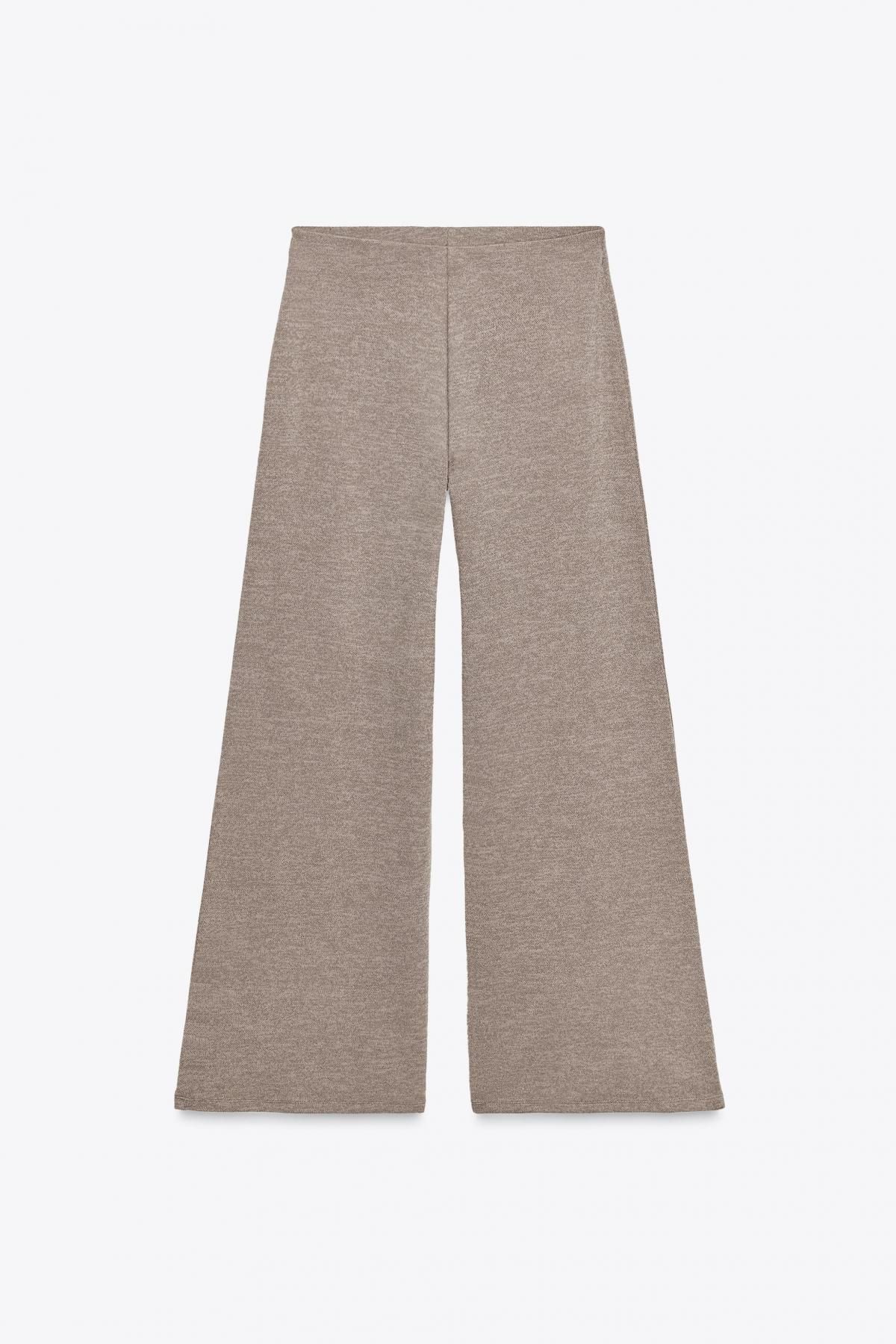 자라 미니멀 와이드핏 베이직 피케 와이드 팬츠 5067/165 LIGHT BROWN - 메인 이미지