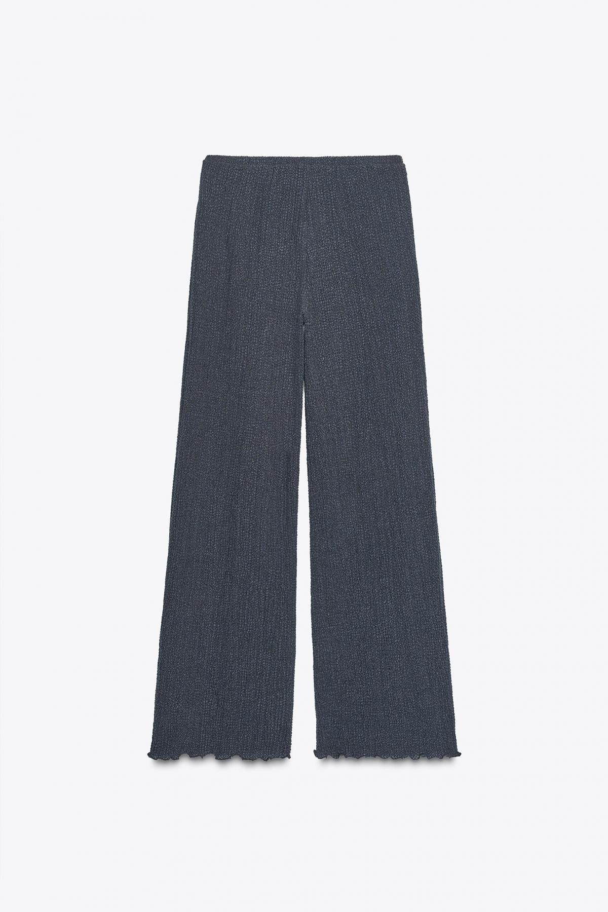 자라 텍스처 하이웨이스트 스트레이트 팬츠 0347/804 BLUE / GREY - 상세 이미지 5