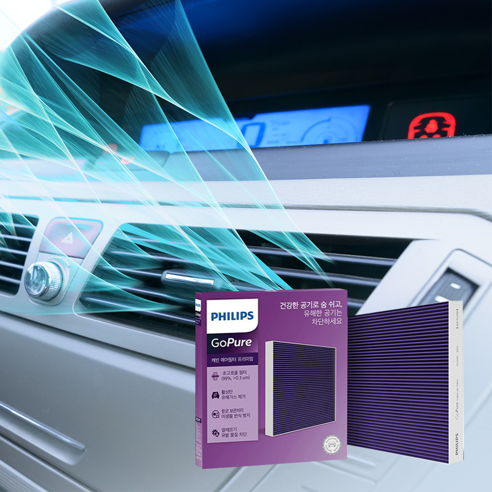 [1+1] 필립스 차량용 프리미엄 에어컨 필터 DC0011 PM0.3 차단 활성탄 캐빈필터 - 상세 이미지 4