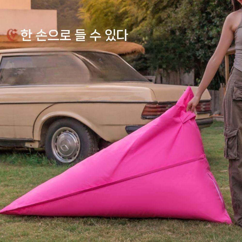 야외 방수 빈백 루프탑 해변 쿠션 쇼파 1인용 캠핑 카페 좌식 대형 안락 오렌지 - 상세 이미지 4