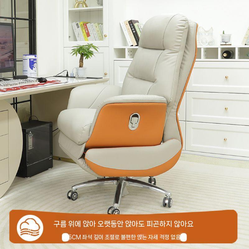 전동 리클라이너 의자 사장 님 침대형 체어 대표님 사무용 게이밍 학생의자 허리편한 그레이_슈퍼철새가죽 합금발 - 상세 이미지 4