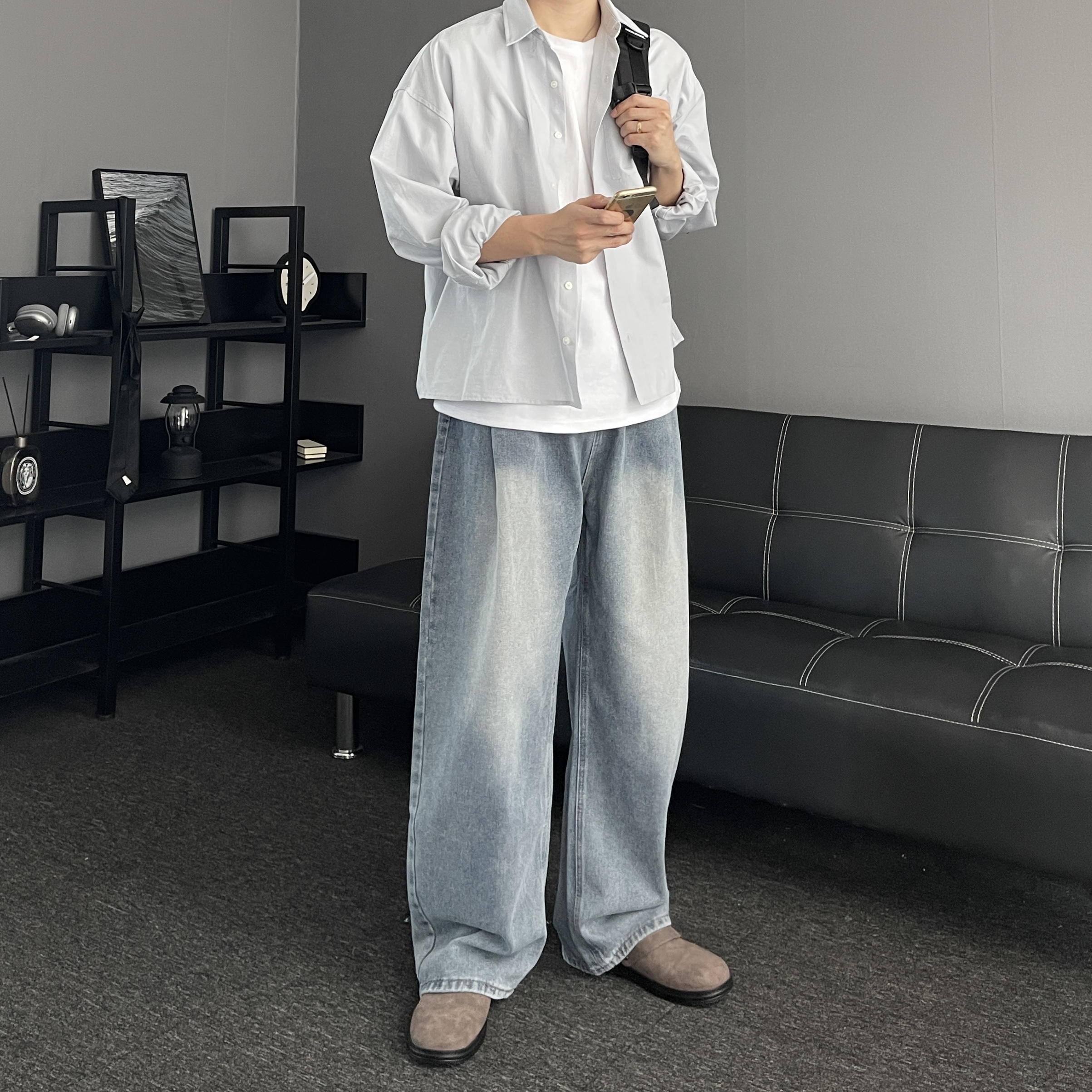 남자크롭셔츠 남자오버핏셔츠 남자흰색셔츠 이미지 6