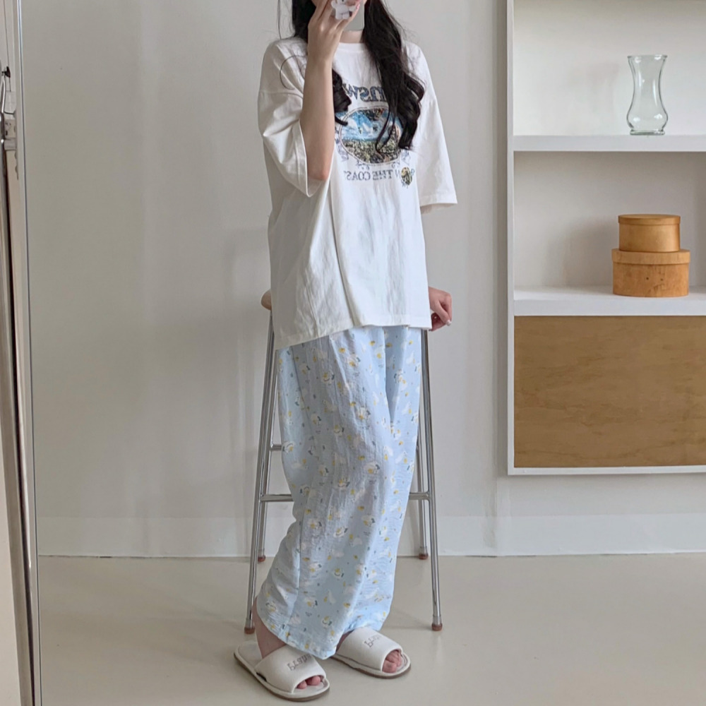 파자마파티 빅사이즈파자마 여름잠옷바지 가을 긴바지 귀여운 여성 잠옷 이미지 7