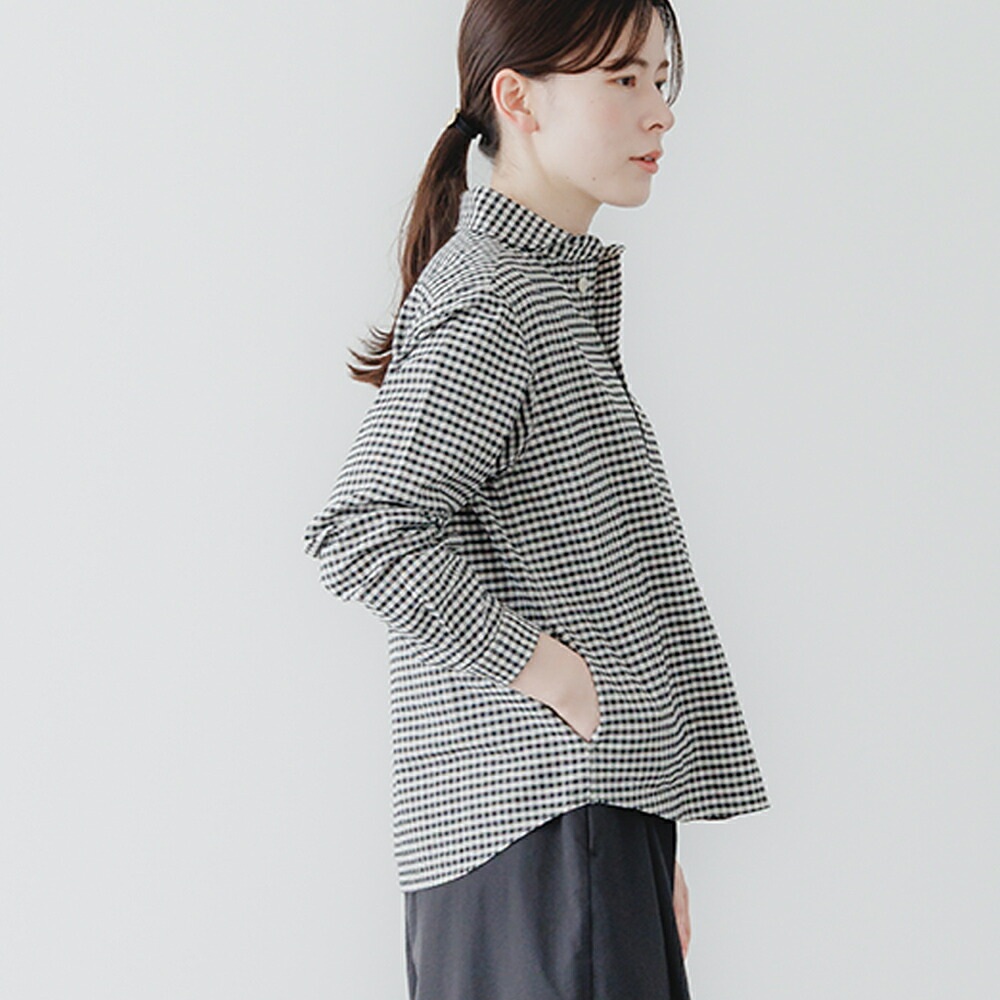 단톤 옥스포드 라운드카라 체크/스트라이프 셔츠 DT-B0281OXP 34 블랙/화이트체크 이미지 8