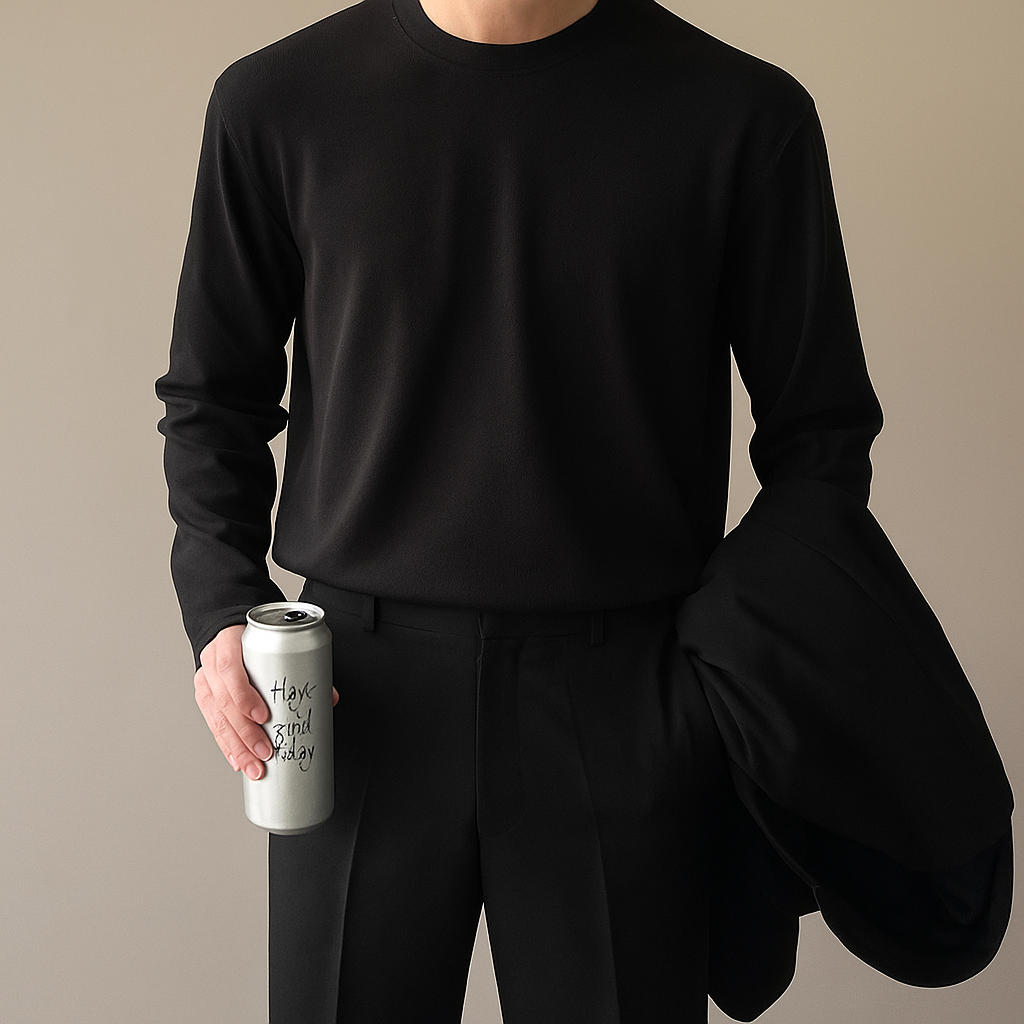 남자레이어드티셔츠 두꺼운 흰티 목안늘어나는티 어깨넓어보이는옷 LAINE긴팔 - 상세 이미지 3
