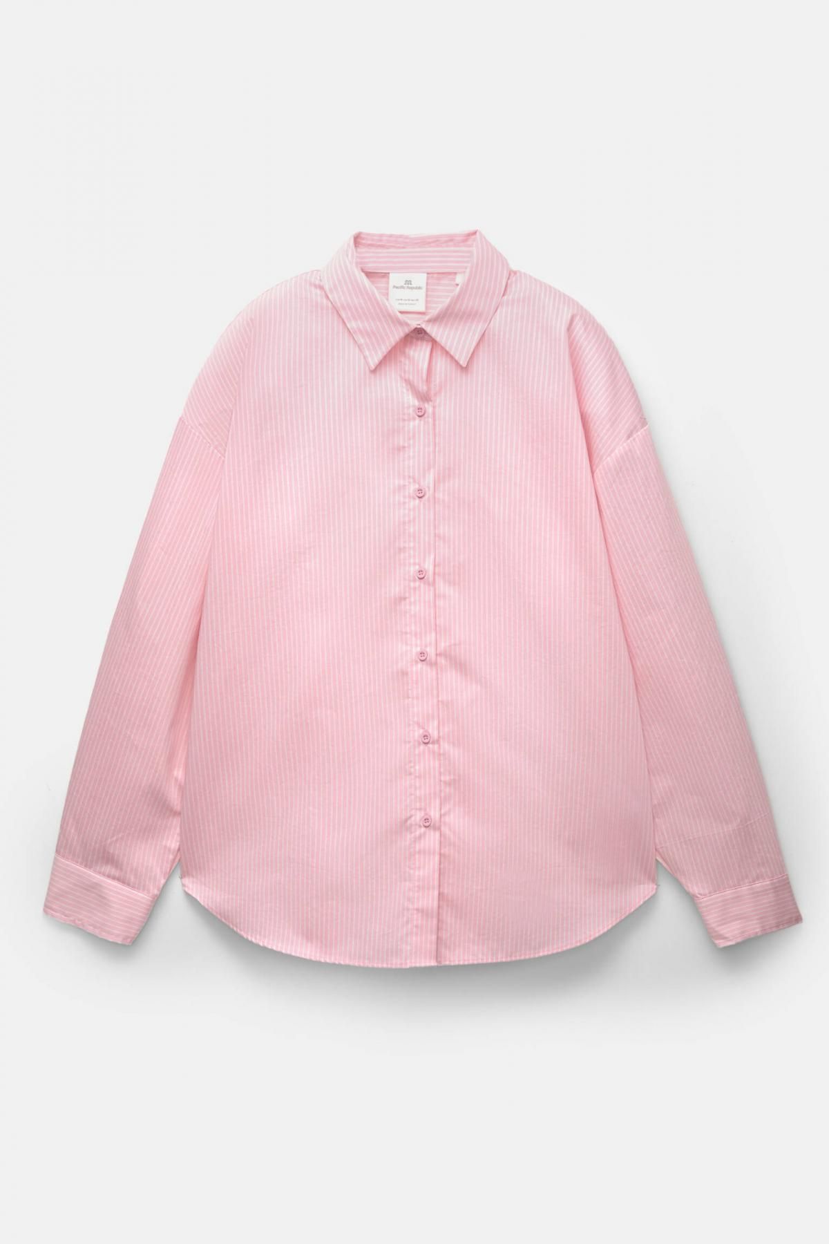 풀앤베어 스트라이프 포플린 오버핏 긴팔 셔츠 7472/382 PINK - 메인 이미지