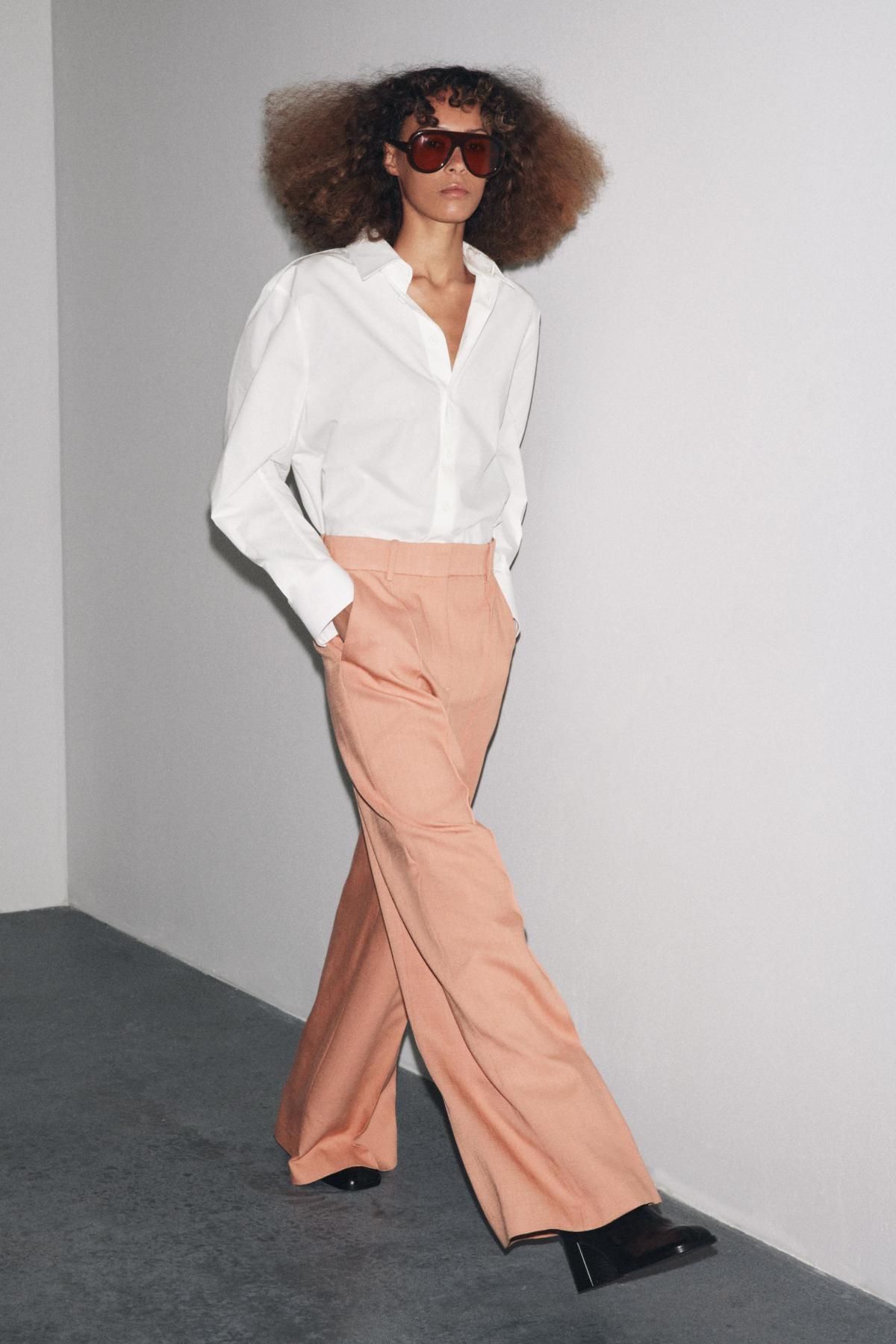 자라 미니멀 비스코스 블렌드 와이드 팬츠 8428/751 PASTEL PINK - 상세 이미지 2