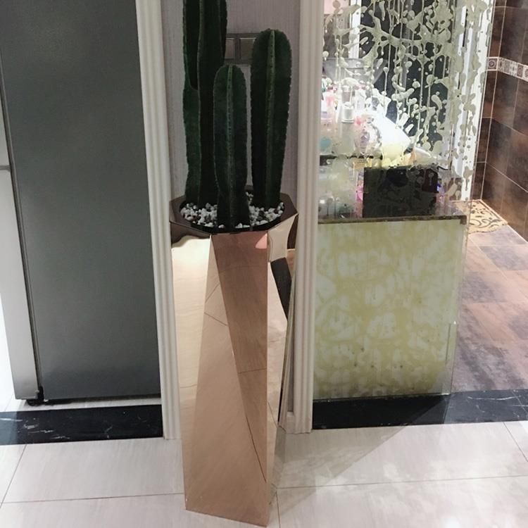 대형 화분 꽃병 야외 호텔 대형화분 스텐 화단 스테인레스 직경 26xH70CM 로즈 골드 - 상세 이미지 3