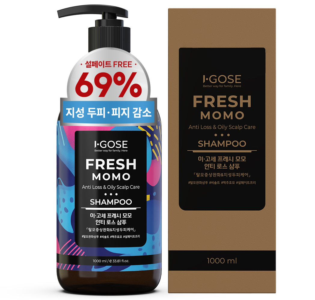 이고세 쿨링 지성두피 탈모증상완화 프레시 모모 샴푸 1L, 1개 - 상세 이미지 2